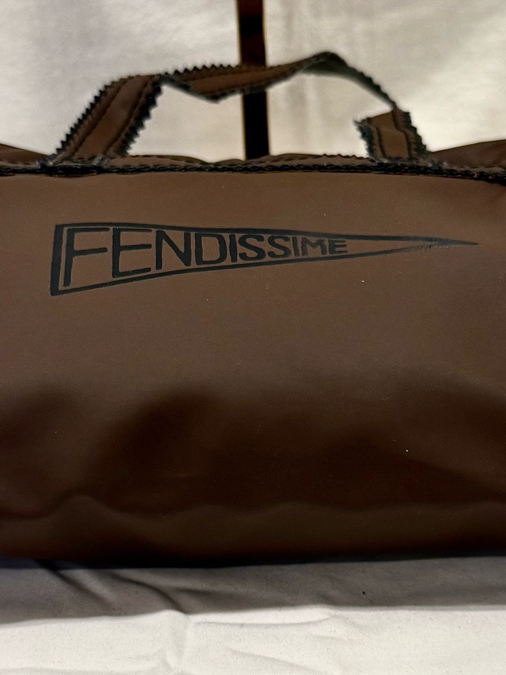 Vintage Fendissime Brown Coated Nylon Small Duffle Handbag - Picture 4 of 9